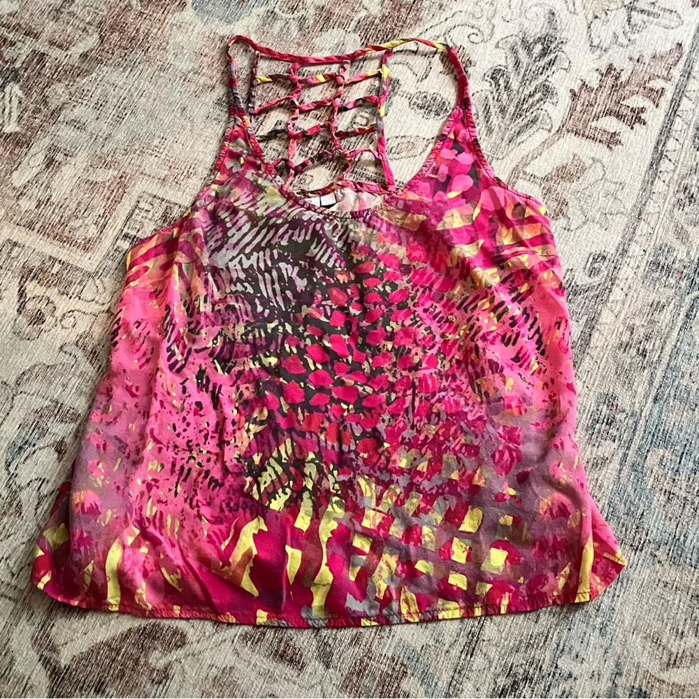 Hang Ten Tank Top Strappy Abstract Colorful size M Rayon